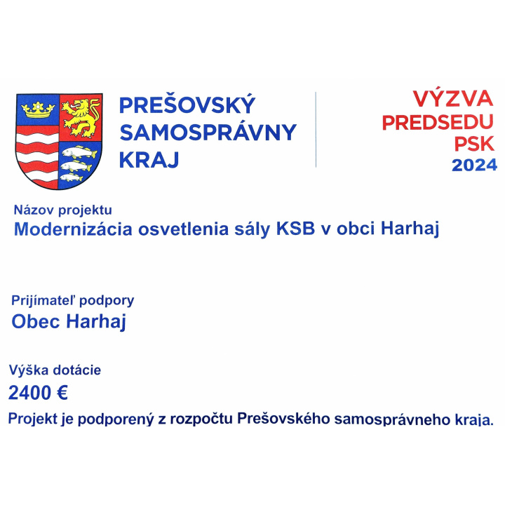 Modernizácia osvetlenia sály KSB v obci Harhaj 